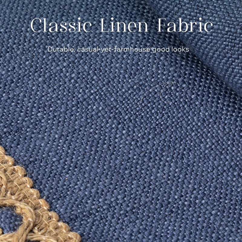 Phantoscope Pack of 2 Farmhouse Decorative Solid Throw Decorative Pillow Cover Burlap Linen Trimmed Tailored Edges Navy Blue 12 x 20 inches, 30 x 50 cm - Image 2